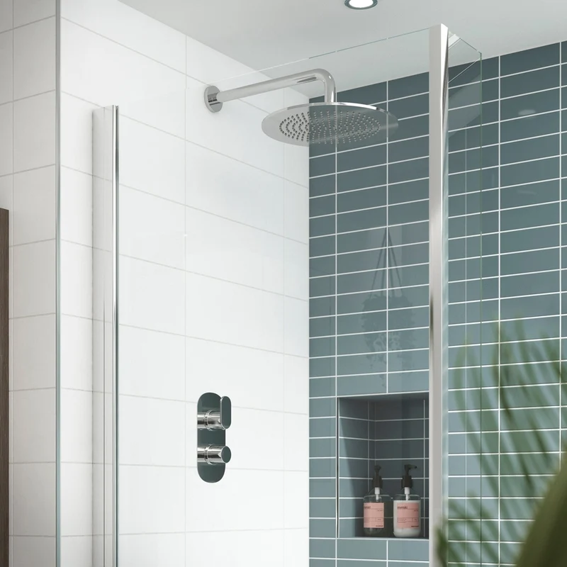 Nuie Binsey Twin Thermostatic Valve Contemporary Chrome Brass ABS 215x80x136mm