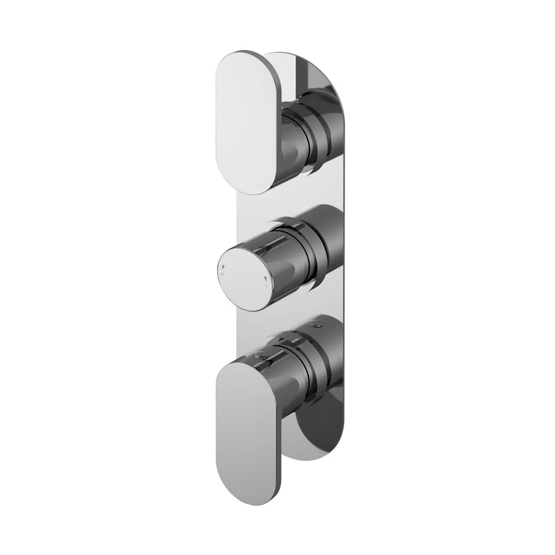 Nuie Binsey Triple Thermostatic Valve With Diverter Contemporary Chrome Brass ABS 280x95x136mm