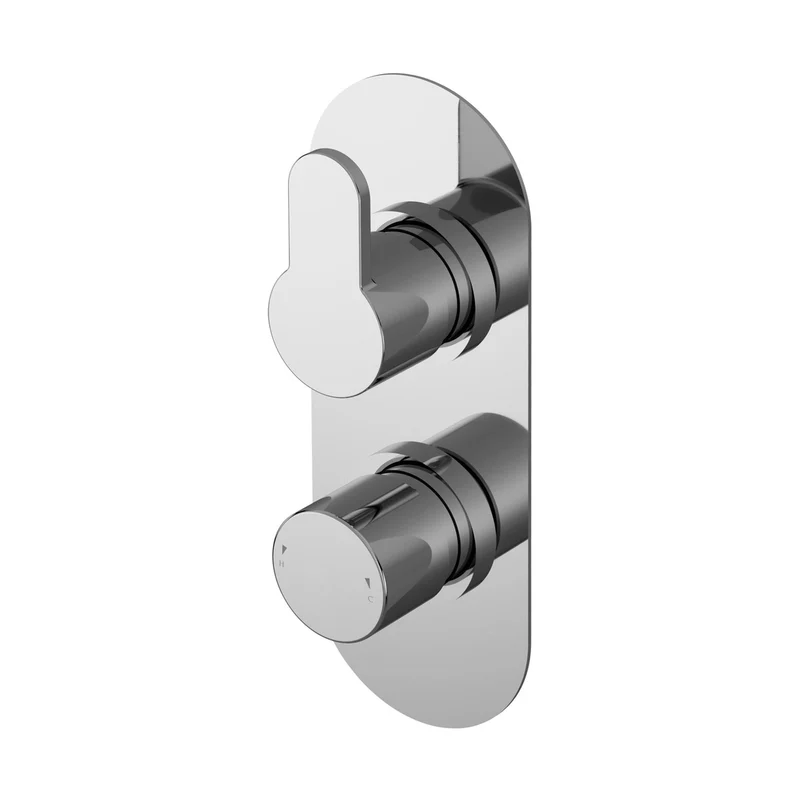 Nuie Arvan Twin Thermostatic Valve With Diverter Contemporary Chrome Brass ABS 215x80x136mm