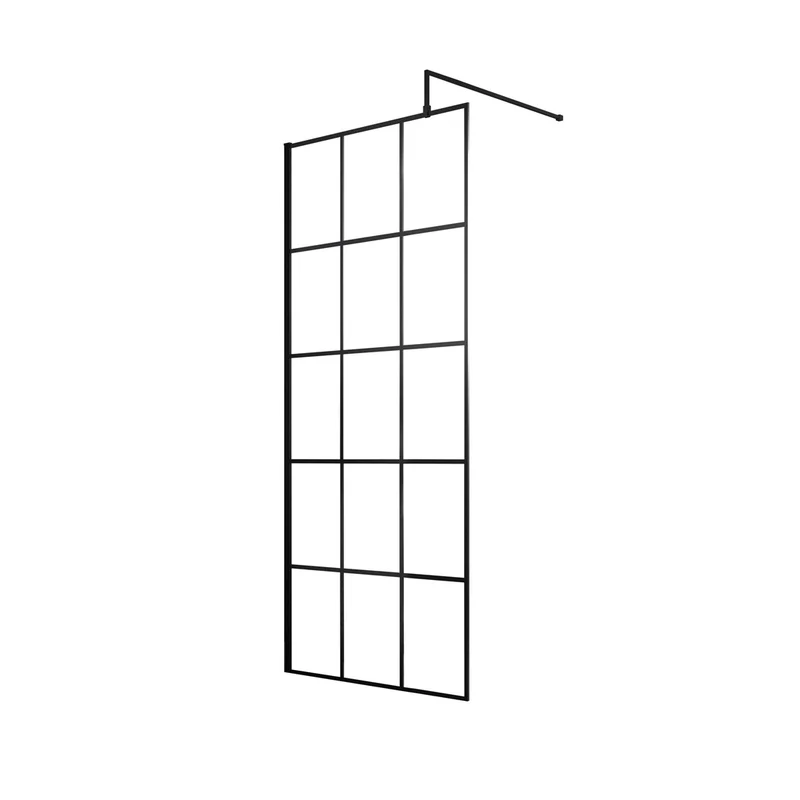Hudson Reed Wetroom Screens 700mm Framed Wetroom Screen Contemp Matt Black Aluminium 1950x700x14mm