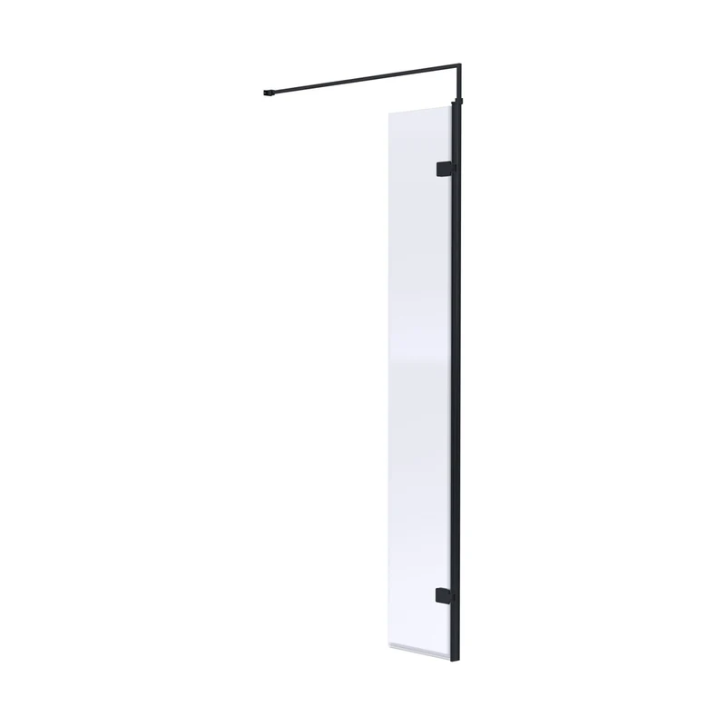 Hudson Reed Wetroom Screens 300mm Wetroom Swing Screen Contemp Matt Black Aluminium 1950x322x27mm - WRSBP30