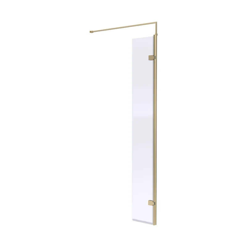 Hudson Reed Wetroom Screens 300mm Wetroom Swing Screen Contemp Brushed Brass Aluminium 1950x322x27mm