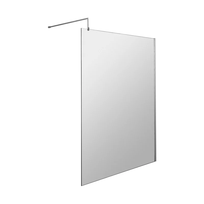 Hudson Reed Wetroom Screens 1400mm Wetroom Screen & Support Bar Contemp Chrome Aluminium 1950x1400x40mm
