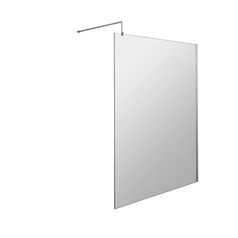 Hudson Reed Wetroom Screens 1200mm Wetroom Screen & Support Bar Contemp Chrome Aluminium 1950x1198x14mm