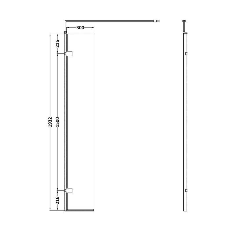 Hudson Reed Wetroom Screens Chrome Wetroom Swing Screen 300 X 1950mm Contemp Aluminium