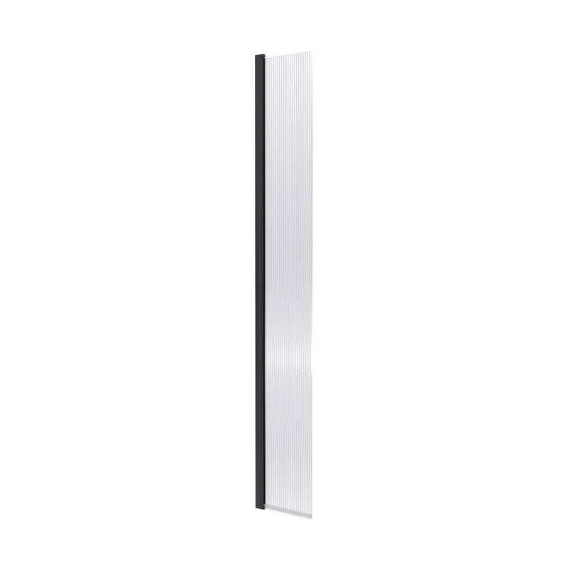 Hudson Reed Wetroom Screens 300mm Fluted Hinged Flipper Screen Contemp Matt Black Aluminium 1950x322x27mm