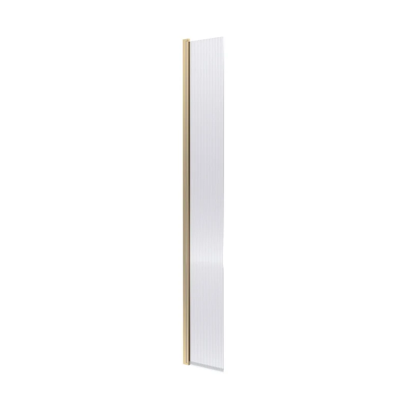 Hudson Reed Wetroom Screens 300mm Fluted Hinged Flipper Screen Contemp Brushed Brass Aluminium 1950x322x27mm