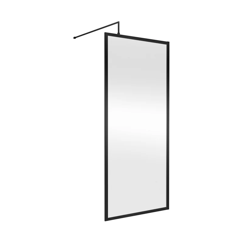 Hudson Reed Wetroom Screens Full Outer Frame Wetroom Screen 1950x900x8mm Contemp Matt Black Aluminium 1950x900x1000mm