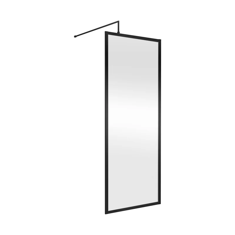 Hudson Reed Wetroom Screens Full Outer Frame Wetroom Screen 1950x800x8mm Contemp Matt Black Aluminium 1950x800x1000mm