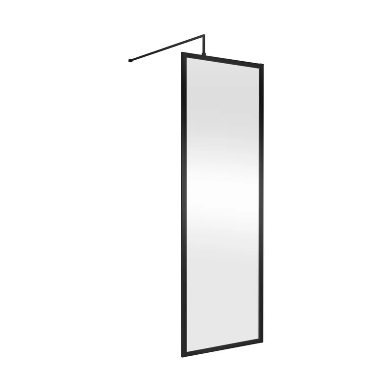 Hudson Reed Wetroom Screens Full Outer Frame Wetroom Screen 1950x700x8mm Contemp Matt Black Aluminium 1950x700x1000mm