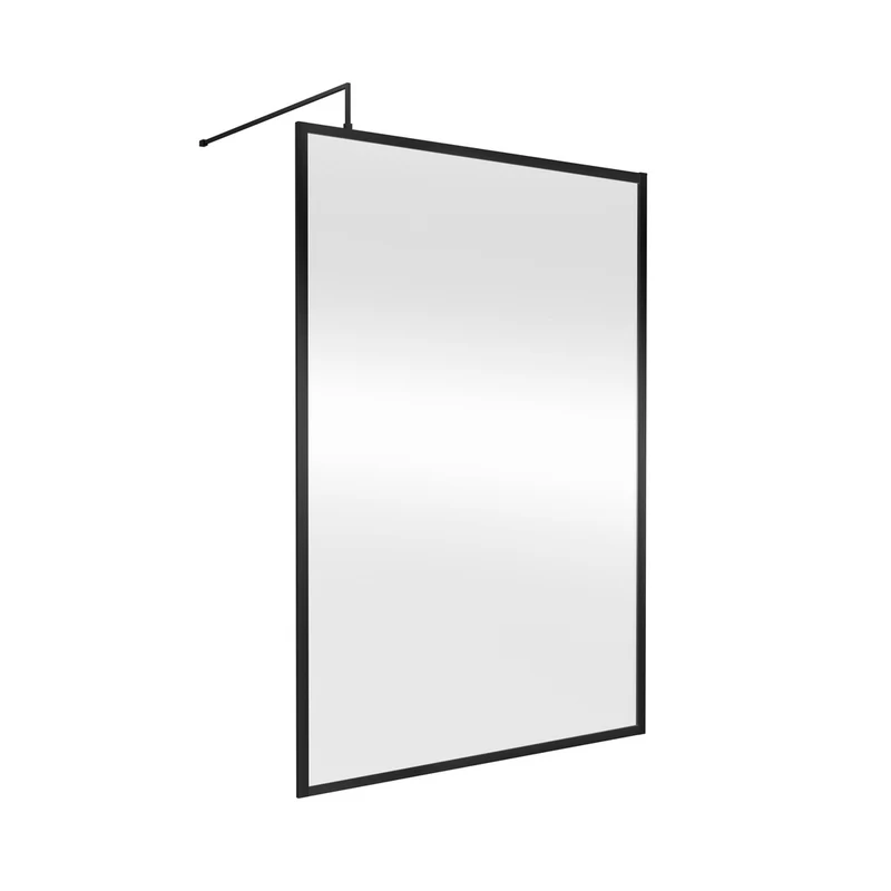 Hudson Reed Wetroom Screens Full Outer Frame Wetroom Screen 1950x1400x8mm Contemp Matt Black Aluminium 1950x1400x1000mm