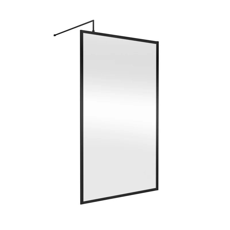 Hudson Reed Wetroom Screens Full Outer Frame Wetroom Screen 1950x1200x8mm Contemp Matt Black Aluminium 1950x1200x1000mm