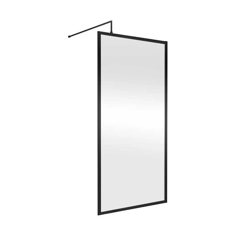 Hudson Reed Wetroom Screens Full Outer Frame Wetroom Screen 1950x1000x8mm Contemp Matt Black Aluminium 1950x1000x1000mm