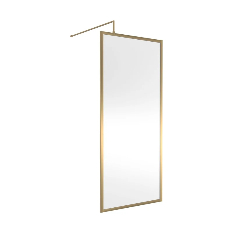 Hudson Reed Wetroom Screens Full Outer Frame Wetroom Screen 1950x900x8mm Contemp Brushed Brass Aluminium 1950x900x1000mm