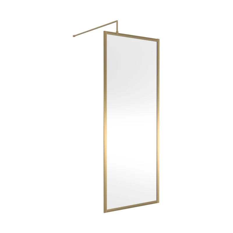 Hudson Reed Wetroom Screens Full Outer Frame Wetroom Screen 1950x800x8mm Contemp Brushed Brass Aluminium 1950x800x1000mm