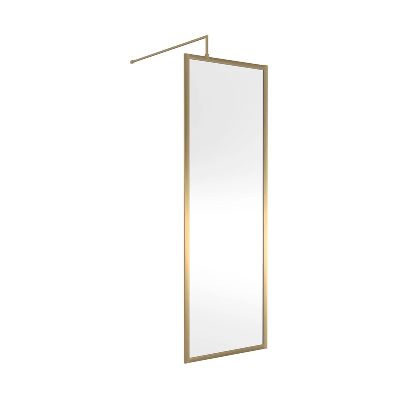 Hudson Reed Wetroom Screens Full Outer Frame Wetroom Screen 1950x700x8mm Contemp Brushed Brass Aluminium 1950x700x1000mm