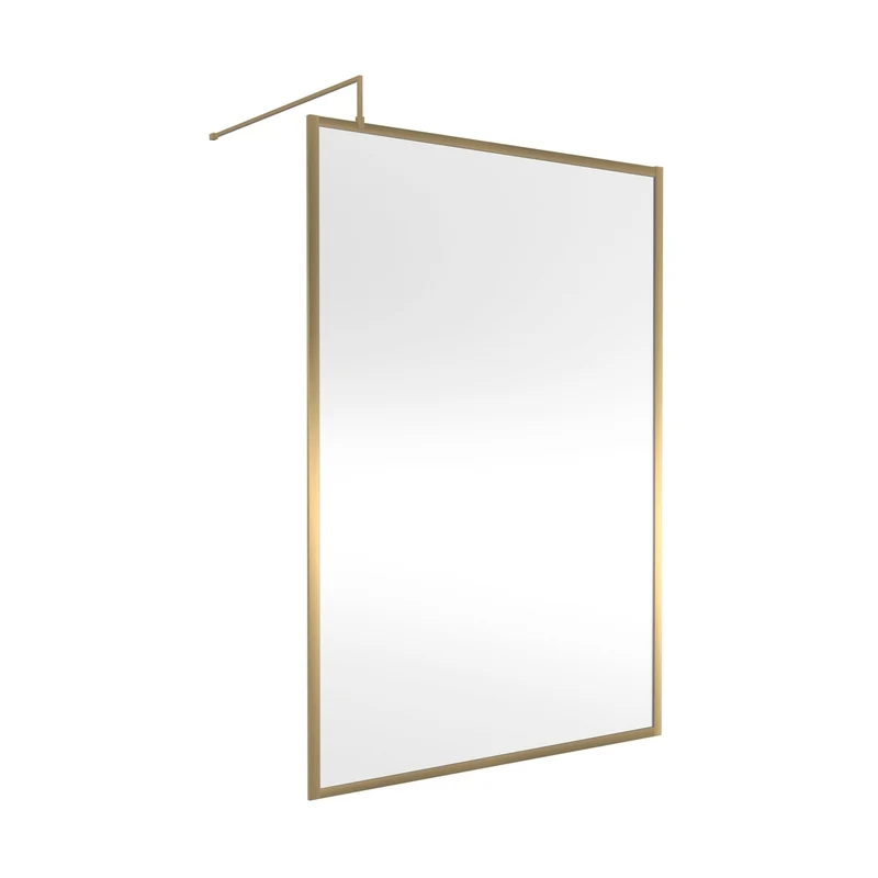 Hudson Reed Wetroom Screens Full Outer Frame Wetroom Screen 1950x1400x8mm Contemp Brushed Brass Aluminium 1950x1400x1000mm