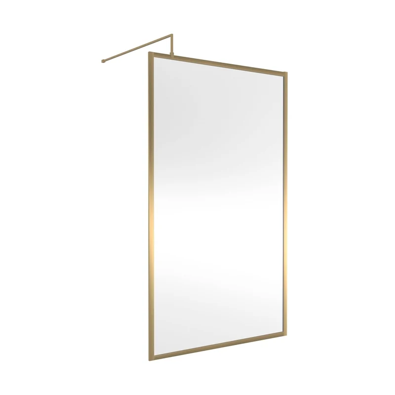 Hudson Reed Wetroom Screens Full Outer Frame Wetroom Screen 1950x1200x8mm Contemp Brushed Brass Aluminium 1950x1200x1000mm