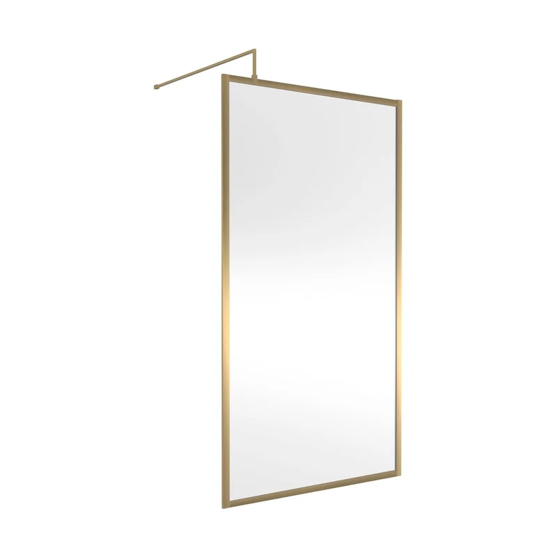 Hudson Reed Wetroom Screens Full Outer Frame Wetroom Screen 1950x1100x8mm Contemp Brushed Brass Aluminium 1950x1100x1000mm