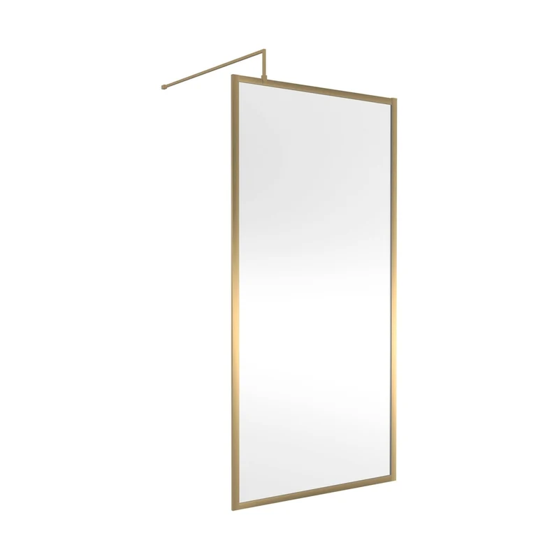 Hudson Reed Wetroom Screens Full Outer Frame Wetroom Screen 1950x1000x8mm Contemp Brushed Brass Aluminium 1950x1000x1000mm