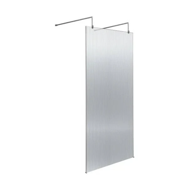 Hudson Reed Wetroom Screens 900mm Fluted Wetroom Scren With Arms & Feet Contemp Chrome Aluminium 2070x950x1000mm