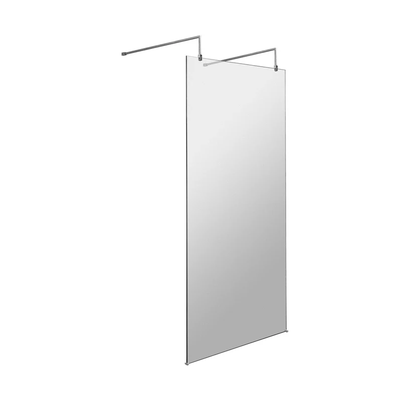 Hudson Reed Wetroom Screens 900mm Wetroom Screen With Arms And Feet Contemp Chrome Aluminium 1950x898x14mm