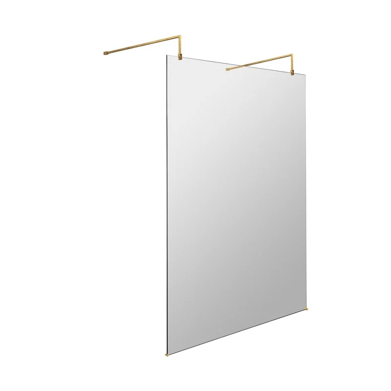 Hudson Reed Wetroom Screens 1400mm Wetroom Screen With Arms And Feet Contemp Brushed Brass Aluminium 1950x1398x14mm