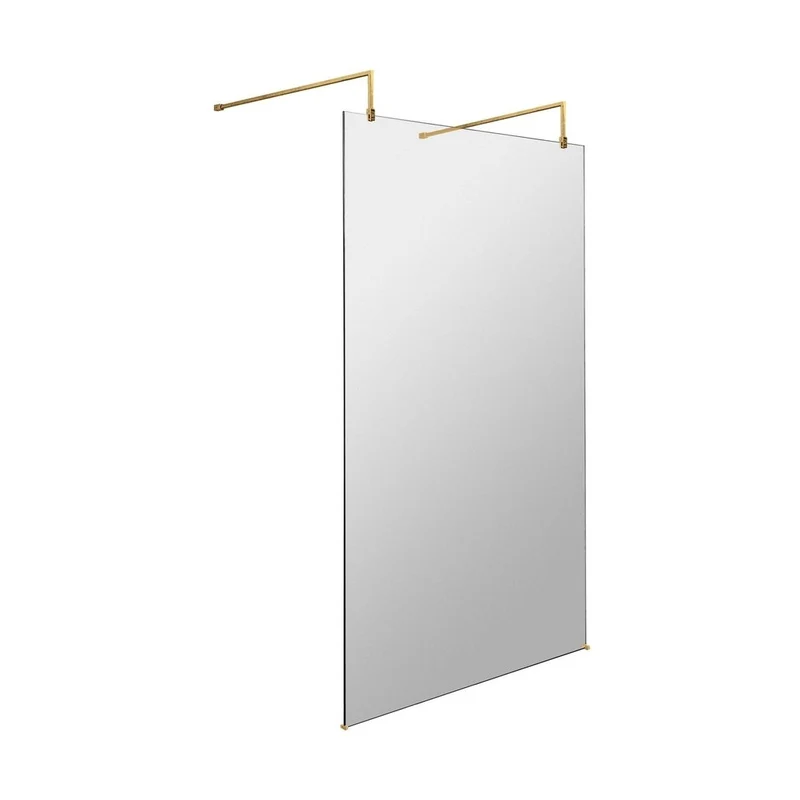 Hudson Reed Wetroom Screens 1100mm Wetroom Screen With Arms And Feet Contemp Brushed Brass Aluminium 1950x1100x14mm