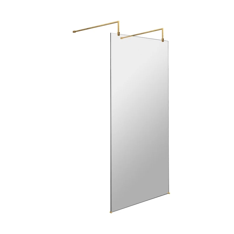 Hudson Reed Wetroom Screens 1000mm Wetroom Screen With Arms And Feet Contemp Brushed Brass Aluminium 1950x998x14mm