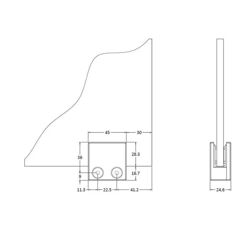 Hudson Reed Wetroom Accessories Black Wetroom Foot And Wall Bracket Contemp Matt Black Brass 45x45x25mm