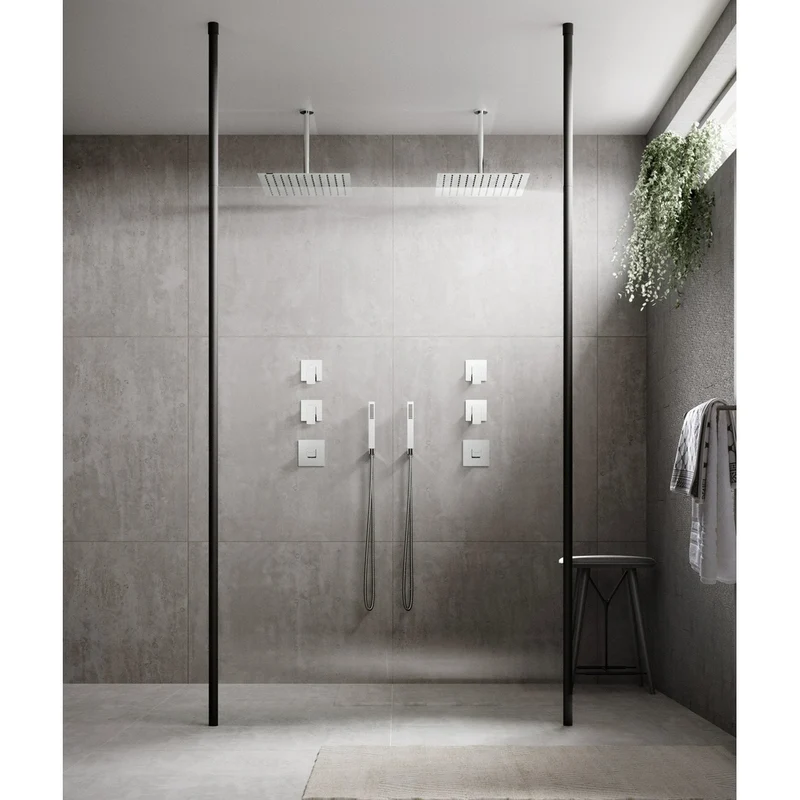 Hudson Reed Wetroom Accessories Black Wetroom Screen Ceiling Post Contemp Matt Black Aluminium 3000x34x34mm