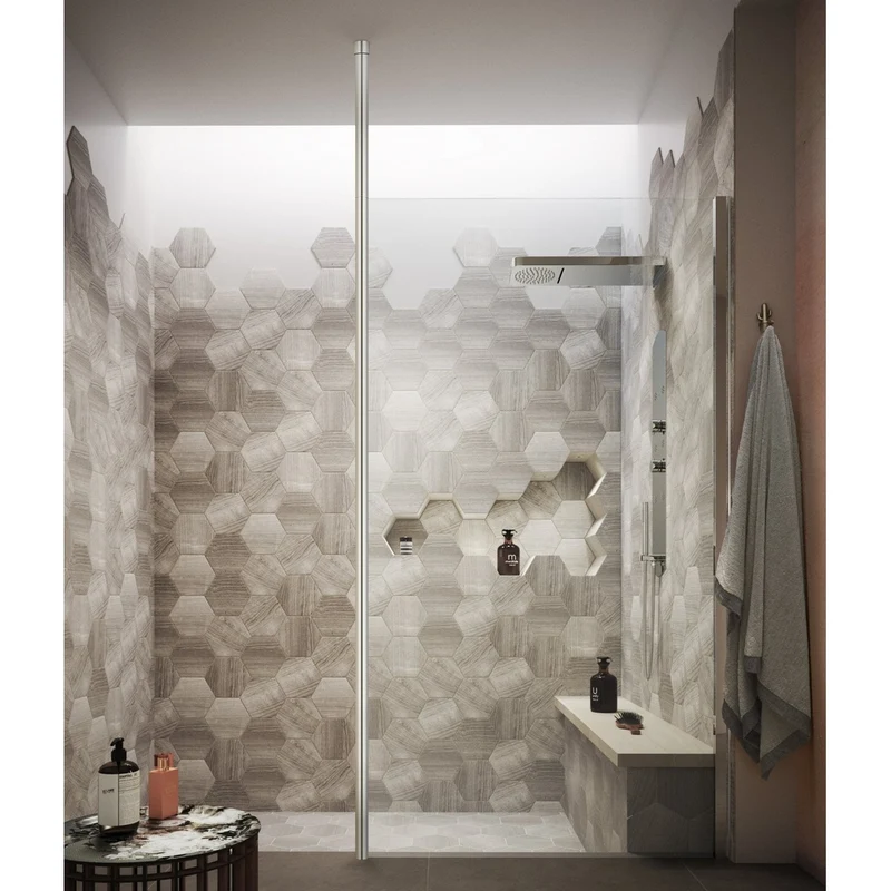 Hudson Reed Wetroom Accessories 3000mm Wetroom Screen Ceiling Post Contemp Chrome Aluminium 3000x34x34mm
