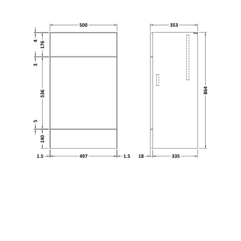 Hudson Reed Fusion 500mm Wc Unit Contemp Charcoal Black MFC Textured Woodgrain 864x500x355mm