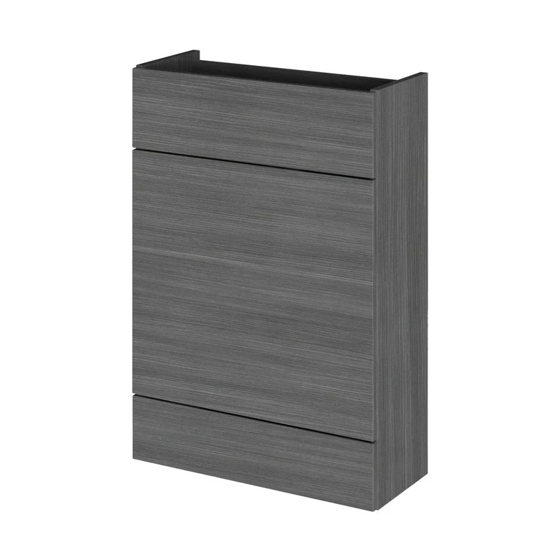 Hudson Reed Fusion 600mm Wc Unit - Compact Contemp Graphite Grey Woodgrain MFC Textured Woodgrain 864x600x255mm