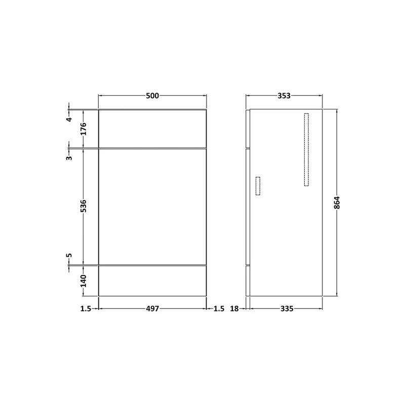 Hudson Reed Fusion 500mm Wc Unit Contemp Graphite Grey Woodgrain MFC Textured Woodgrain 864x500x355mm