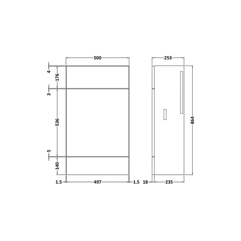 Hudson Reed Fusion 500mm Wc Unit - Compact Contemp Anthracite Woodgrain MFC Textured Woodgrain 864x500x255mm