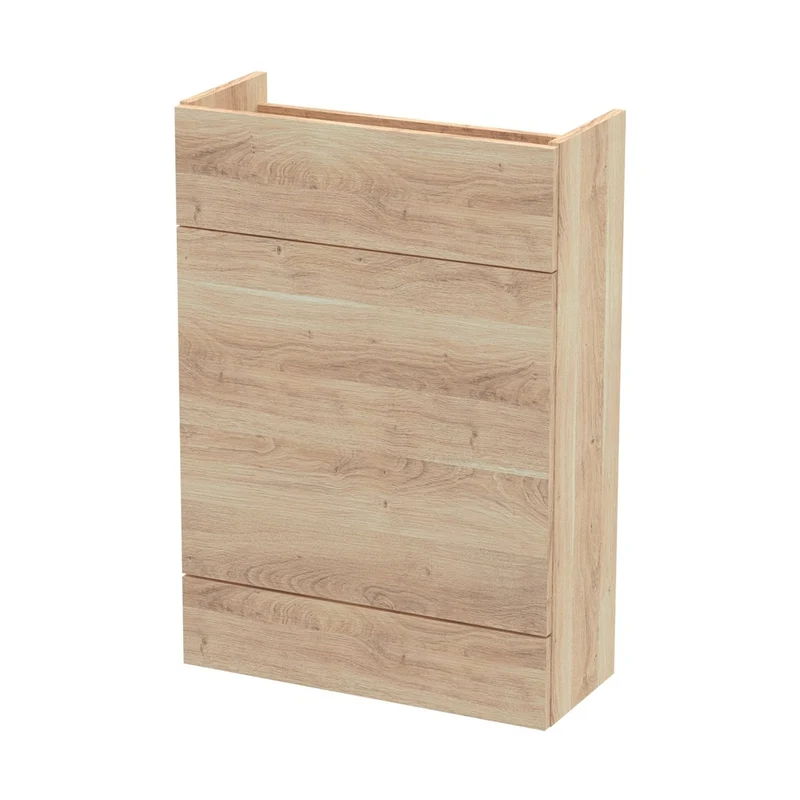 Hudson Reed Fusion 600mm Wc Unit - Compact Contemp Bleached Oak MFC Textured Woodgrain 864x600x255mm