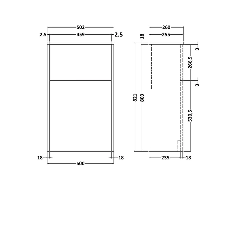 Hudson Reed Juno 500mm Wc Unit Contemp Midnight Blue MFC Painted Matt 821x502x260mm