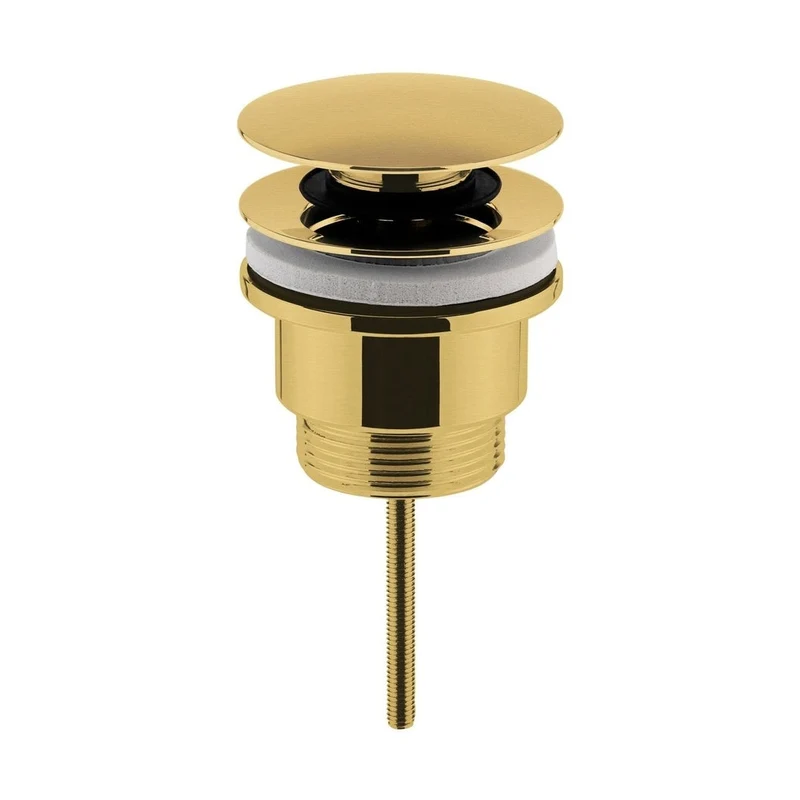 Hudson Reed Wastes Universal Push Button Basin Waste Slotted & Un-slotted Contemp Brushed Brass Brass 110x63x65mm