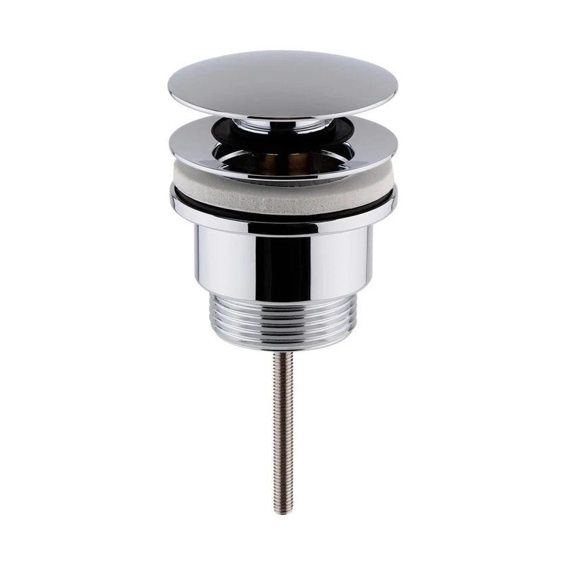 Hudson Reed Wastes Universal Push Button Basin Waste Slotted & Un-slotted Contemp Chrome Brass 110x63x65mm