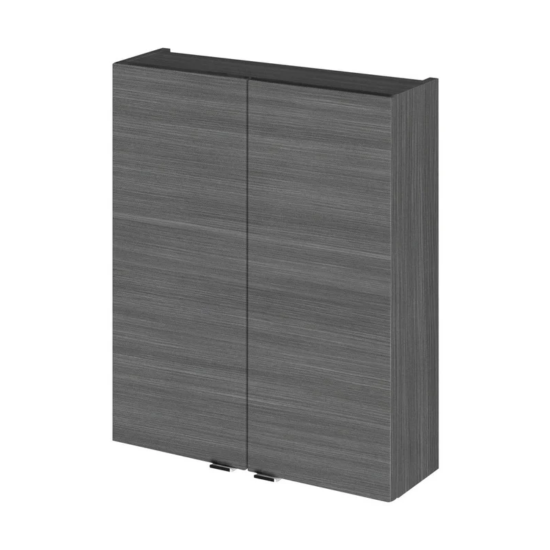 Hudson Reed Fusion 500mm Wall Unit Contemp Graphite Grey Woodgrain MFC Textured Woodgrain 713x500x182mm