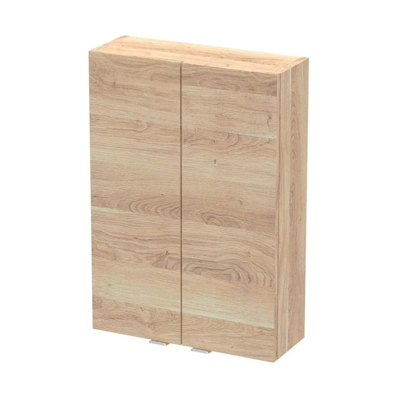 Hudson Reed Fusion 500mm Wall Unit Contemp Bleached Oak MFC Textured Woodgrain 713x500x182mm