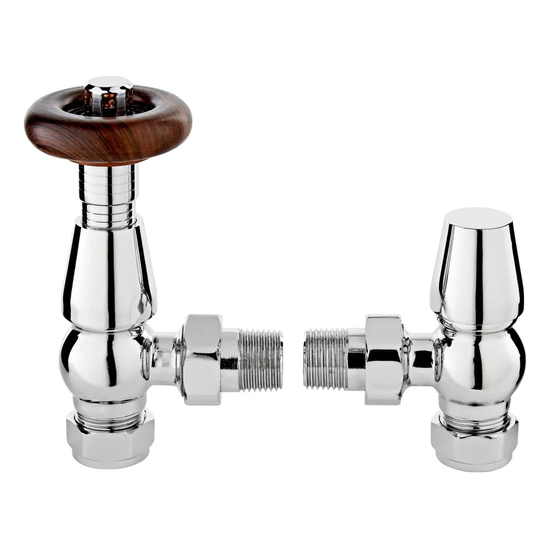 Hudson Reed Radiator Valves Camden Angled Thermostatic Valve Trad Chrome Brass 131x55x97mm