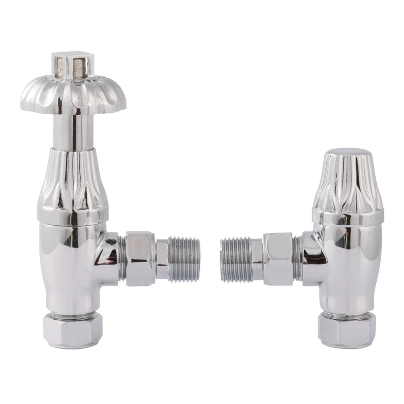 Hudson Reed Radiator Valves Thermostatic Radiator Valve Pack Trad Chrome Steel 136x55x80mm