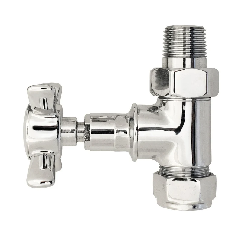 Hudson Reed Radiator Valves Crosshead Straight Radiator Valve Pack (pairs) Trad Chrome Brass 87x45x94mm