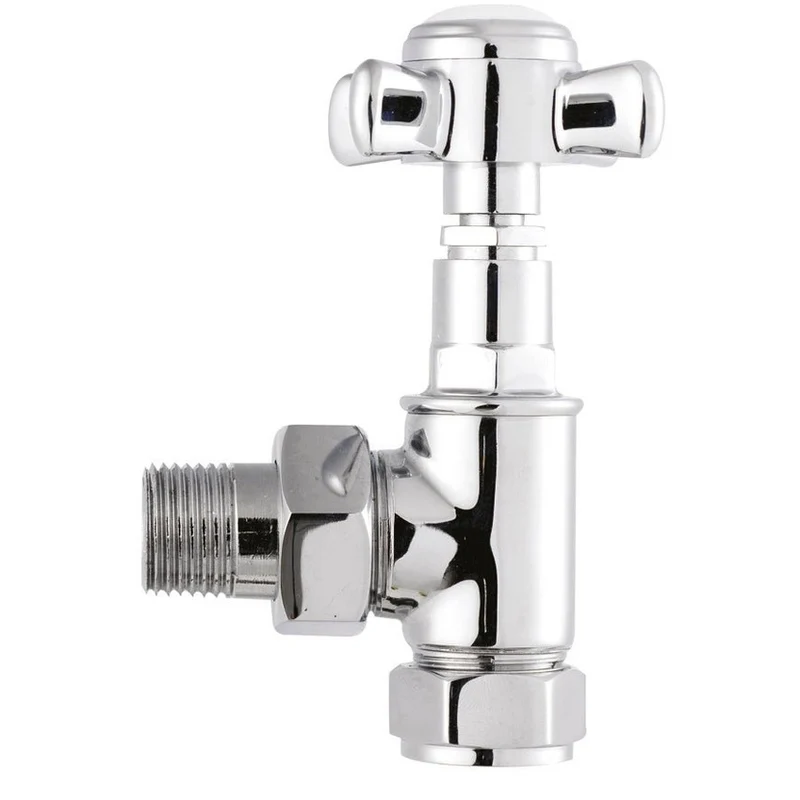 Hudson Reed Radiator Valves Crosshead Angled Radiator Valve Pack (pairs) Trad Chrome Steel 87x115x64mm
