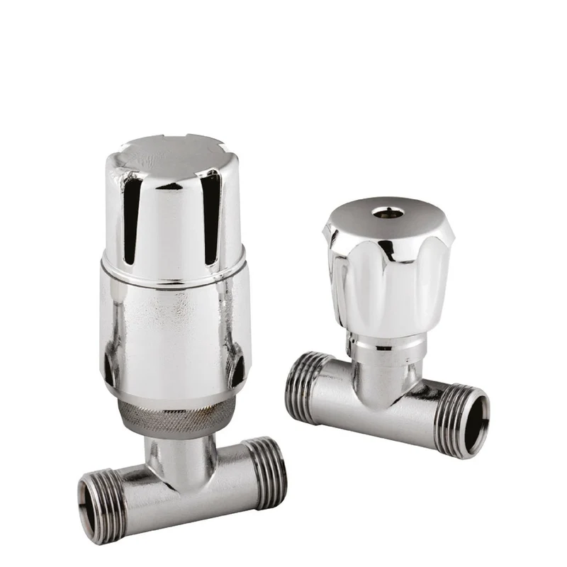 Hudson Reed Radiator Valves Straight Radiator Valve Pack (pairs) Contemp Chrome Brass 97x110x50mm