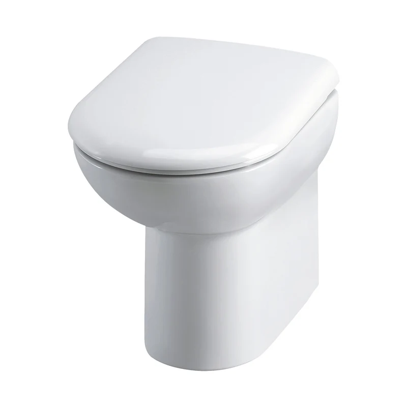 Hudson Reed Back To Wall Toilets Comfort Height Back To Wall Pan & Seat Contemp Gloss White Vitreous China 500x375x545mm
