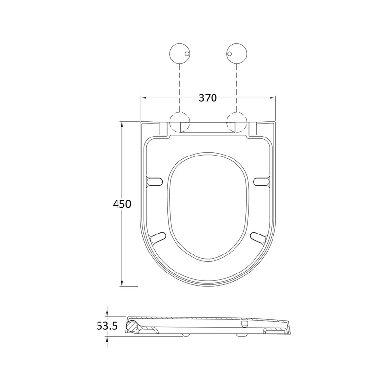 Hudson Reed Toilet Seats D Shaped Soft Close Toilet Seat Contemp Gloss White Urea 70x370x450mm - NTS007B