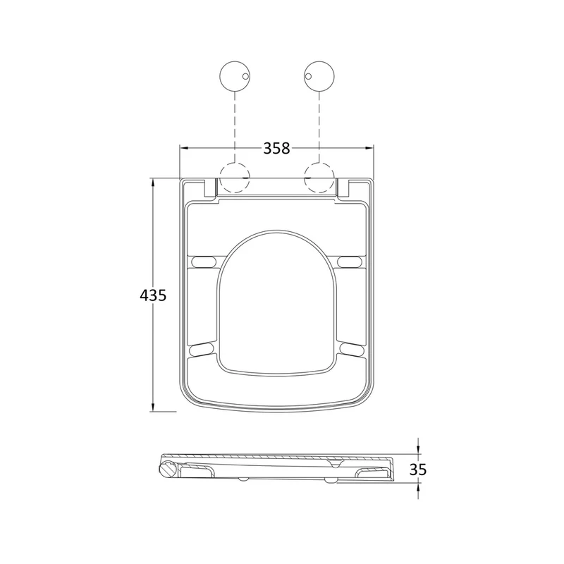 Hudson Reed Toilet Seats Square Soft Close Seat Contemp Gloss White Urea 70x358x435mm - NCH198W